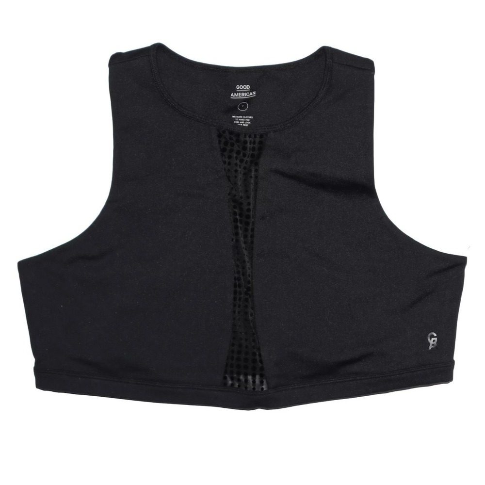 Good American Sports Bra Crop Top Black Size 7 (4X) NWT